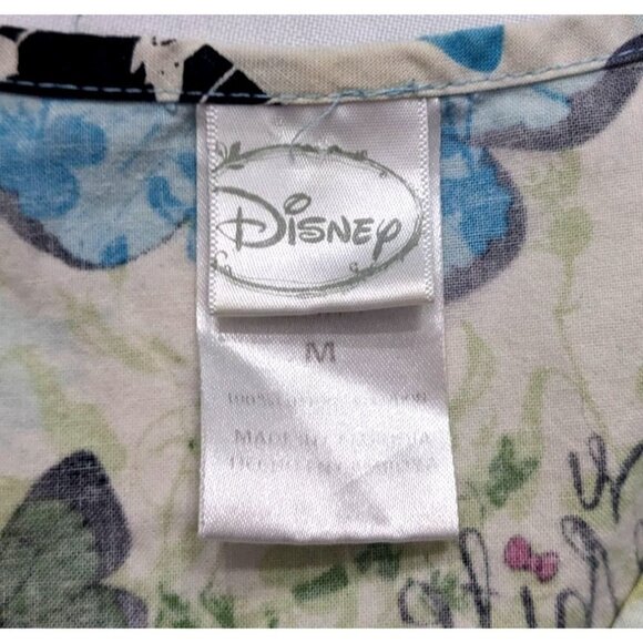 DISNEY Snow White Butterfly Scrub Shirt 100% Cotton Short Sleeve Size M - Picture 3 of 6